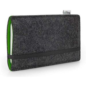 Stilbag Vilten tas 'FINN' voor Samsung Galaxy S6 edge plus - Kleur: antraciet/groen