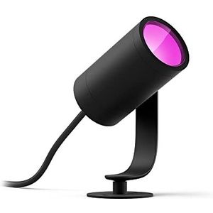 Philips Hue Lily Tuinspot 1-Lichts Uitbreiding - Buitenlamp - IP65 Waterbestendige Prikspot - Wit en Gekleurd Licht - Grondspot - Verbind met Hue Bridge - Werkt met Alexa en Google Home - Zwart