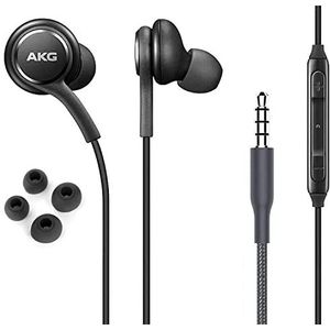 ElloGear OEM Oordopjes Stereo Hoofdtelefoon voor Samsung Galaxy S10 S10e Plus A31 A71 Kabel - Ontworpen door AKG - met microfoon en volumeknoppen (zwart)