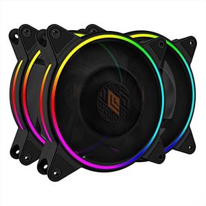 Noua Skiron Zwart 3 Triple Halo ARGB ventilator - RGB adresseerbaar, ventilator voor behuizing 120 mm 1200 RPM met ventilatorhub en afstandsbediening, gesynchroniseerd met 5 V 3-pins moederbord