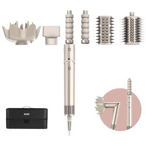 Shark FlexStyle 5-in-1 Air Styler & haardroger, auto-wrap krullen, platte borstel, ovale borstel, concentrator, diffuser, opbergdoos, zonder thermische schade, champagne HD446SLEU