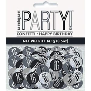 Unique Party 83823 Zwarte Prismatische 16e verjaardag Confetti, 5oz 1 Pack, leeftijd 16