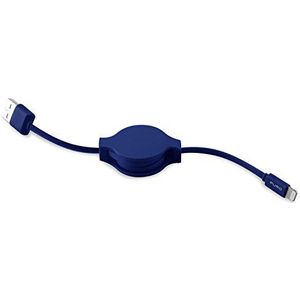 Puro CAPLTRTICONDKBLUE intrekbare kabel voor iPod, iPhone, iPad - 0,80 m blauw