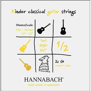 Hannabach 653079 klassieke gitaarsnaren serie 890 1/2 kindergitaar mensuur: 53-56cm - set