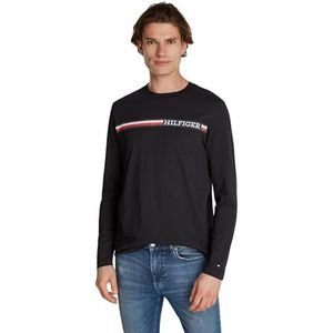 Tommy Hilfiger Top met lange mouwen en borststrepen voor heren zonder capuchon, Zwart, XS