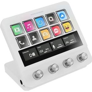 Mars Gaming MSD-PRO, Control Deck, 10 LCD-toetsen en 4 Aanpasbare Knoppen, Uitgebreid Geanimeerd Touchscreen, Verstelbare Basis, Besturingssoftware, USB-hub met 2x USB 3.0 + 1x USB-C, Wit