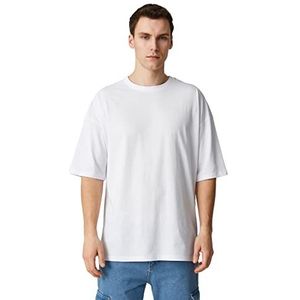 Koton Heren oversized Rundhals Kurzarm T-shirt, Gebrochenes Weiß (001), M