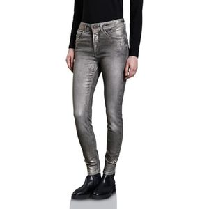 Street One Dames gecoate jeans, Grijs Metallic Coated Wash, 33W / 30L