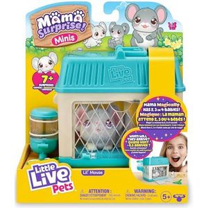Little Live Pets - Mama Surprise Minismuis, pluche muis met geluiden en bewegingen die baby's hebben, interactief huisdier, speelgoed voor jongens en meisjes vanaf 5 jaar