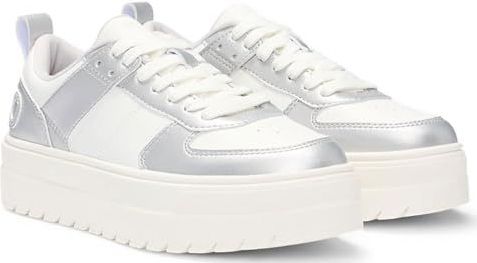Hugo - Lyssa - Sneakers - Gelamineerd Zilver - Synthetisch Leer