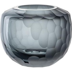 Leonardo Bellagio tafelvaas - vaas van hoogwaardig glas met structuur buiten - handwerk - hoogte 10 cm, diameter 11 cm - antraciet, 036444