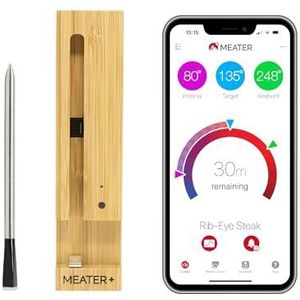 MEATER Plus | De Slimme Draadloze Vleesthermometer Met 50m Lang Bereik Voor De Oven, Gril, Keuken, Barbecue, Rookoven en/of Rotisserie, Met Digitale Connectiviteit Via Bluetooth en WiFi