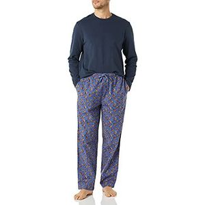 Amazon Essentials Flanellen pyjamaset voor heren (verkrijgbaar in Big & Tall), Navy Squirrel, XS