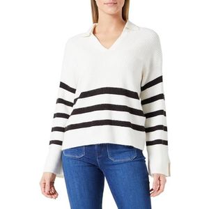 ONLY Dames Onlmonna Ls Split Neck Collar KNT Gebreide trui, Cloud Dancer/Stripes: zwart, L