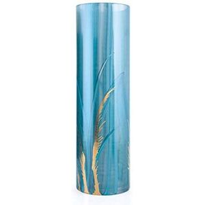 Angela nieuwe Weense werkstaette glazen vaas veredeld cilindrisch, glas, turquoise blauw, 10 x 10 x 30 cm