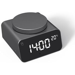 Xoopar - Digitale wekker met thermometer - Automatische tijd- en temperatuurinstelling - Eenvoudige alarmconfiguratie - Gemaakt van aluminium - Gerecycled kunststof - REDDI Alarm Zwart