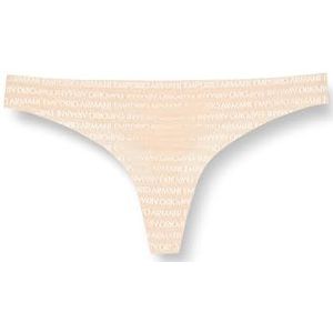 Emporio Armani Dames All Over Logo Mesh String Slipje, nude, L