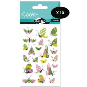 Maildor CY088Cpack – een zakje Cooky-stickers – bevat 1 vel stickers – vlindermotieven – 7,5 x 12 cm – 10 stuks