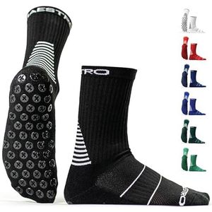 Maestro Grip-sokken voor dames en heren, antislip, voor voetbal, voetbal, basketbal, hockey, Zwart, Large
