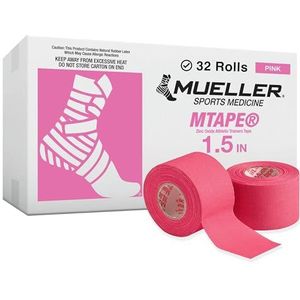 MUELLER Sports Medicine MTape Rolls Team Pack, Quality Athletic Tape, Easy to Tear for Fast & Effective Taping, 1.5"" x 10 Yards Per Roll, 32 Rolls, Pink