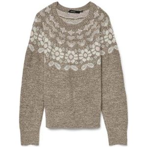 VERO MODA Vmsimone Ls Nordic Pullover Ga Rep Boo, silver mink, M