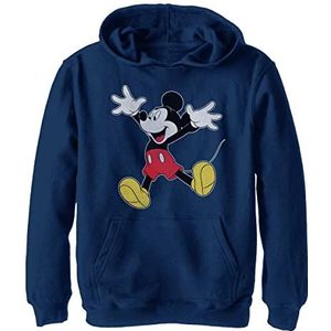 Disney Characters Mickey Jump Boy's Hooded Pullover Fleece, Navy Blue Heather, Small, Heather Navy, S