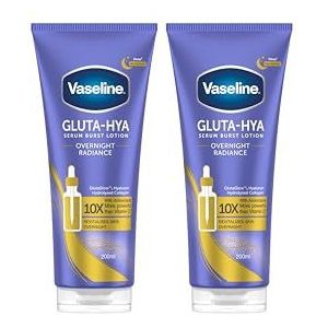 Vaseline Gluta-Hya Overnight Radiance Serum Burst Hydraterende Lotion met Antioxidanten voor Gladde, Vol Uitziende Huid, 2 × 200 ml