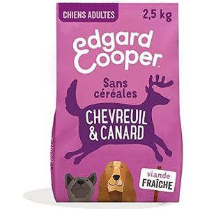 Edgard & Cooper Droogvoer voor volwassen honden, zonder granen, natuurlijk voer, 2,5 kg, hert en eend, vers, hypoallergeen, gezonde voeding, smakelijke en evenwichtige eiwitten