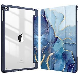 Fintie Hybride Hoes voor iPad 6. Gen 2018 / 5. Gen 2017 / iPad Air 2 / iPad Air 9.7"" - [Ingebouwde penhouder] Schokbestendige afdekking met transparante harde schaal achterkant Beschermhoes, (Z-Oceaan Marmer)