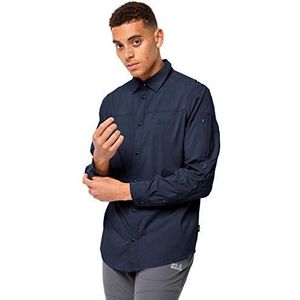 Jack Wolfskin, Kenovo Ls Shirt, Overhemd, Nachtblauw, S, Mens