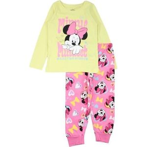 Disney Pyjama voor meisjes, knuffelige en comfortabele kleding voor zachte nachten, Minnie design, Geel, 4 Jaren