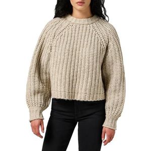 Wrangler Puff Sleeve Sweater Pullover voor dames, havermout, S