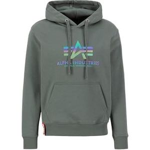 Alpha Industries Basic Hoody Rainbow Ref. Print voor heren Vintage Green M