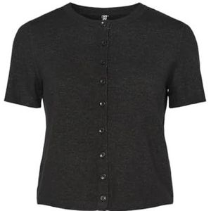 PIECES PCNATALIE SS O-hals gebreide cardigan, dark grey melange, M