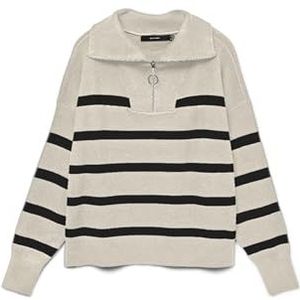 Vero Moda Trui Vmsaba Stripe Ls Highneck Blouse Ga 10269246 Birch/black Dames