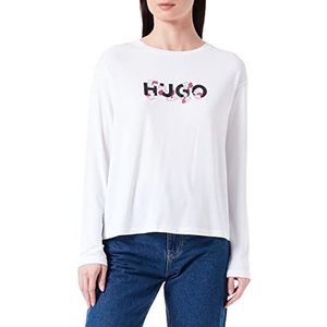 Hugo Boss Dames Floral_ls-shirt met lange mouwen, WIT 100, S