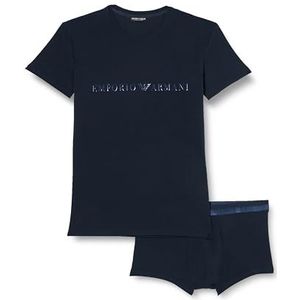 Emporio Armani Heren T-shirt + Trunk Christmas Shiny Logo Underwear, marineblauw, XL