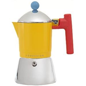 Foodesign Espressoapparaat Moka Cocca 3 kopjes, modern design, voor gas en inductie, ketel van twee materialen