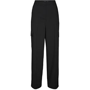 Bestseller A/S VMZELDA HR Straight Cargo Pant NOOS damesbroek, zwart, 40/30, Schwarz, 40W x 30L