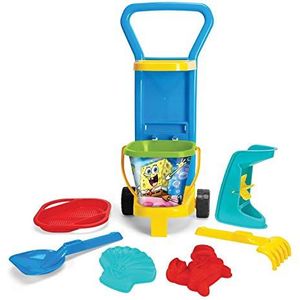 Wader 81670 - Sponge Bob Caddy strandset met emmer en accessoires, ca. 24,5 x 22,5 x 59 cm groot, vanaf 12 maanden, ideaal voor tuin, zandbak, strand of als cadeau voor creatief spelen