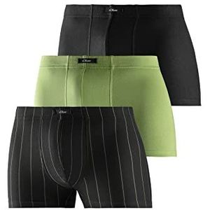 s.Oliver RED LABEL Bodywear LM Heren s.Oliv 3X Boxershorts, groen zwart, passend (3-pack), groen/zwart, XXL