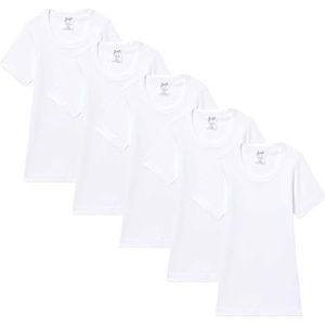 Abanderado T-shirts met korte mouwen voor kinderen, ronde hals, 100% katoen, 5 stuks, Wit, 6 jaar