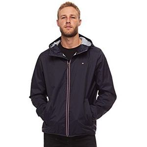 Tommy Hilfiger lichtgewicht, actieve en waterdichte regenjas met halfseizoen hoodie voor heren, Marineblauw xsp, M