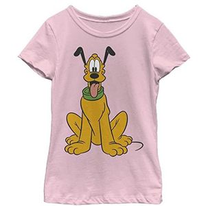 Disney Characters Traditional Pluto Girl's Solid Crew Tee, Light Pink, X-Small, Rosa, XS