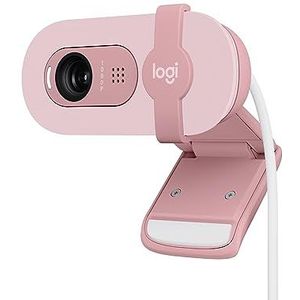 Logitech Brio 100 Full HD Webcam voor vergaderingen en streamen, automatische lichtbalans, ingebouwde microfoon, lenskapje, USB-A, voor Microsoft Teams, Google Meet, Zoom en meer - Roze