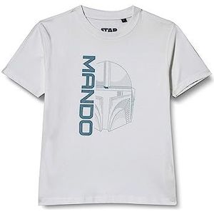 Star Wars Mandalorian - Mando Icon and Logo"" BOSWMANTS070 T-shirt voor jongens, wit, maat 06 jaar, Wit, 6 Jaren