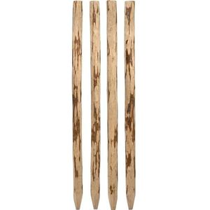 dobar® Set van 4 houten palen, 9 x 9 cm, voor schutting, geschikt voor 93307, gepelde hazelnoot; rond, met een lengte van 120 cm, naturel