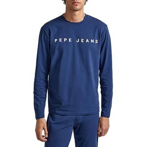 Pepe Jeans Heren Logo T-shirt Ls Pyjama Top, Blauw (zwart), XL