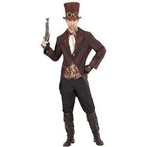 Widmann - Kostuum steampunk, jas met vest, jabot, hoed, themafeest, carnaval, Halloween