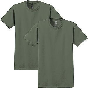Gildan Katoenen T-shirt voor heren (Pack van 2), Militair Groen (2-pack), L